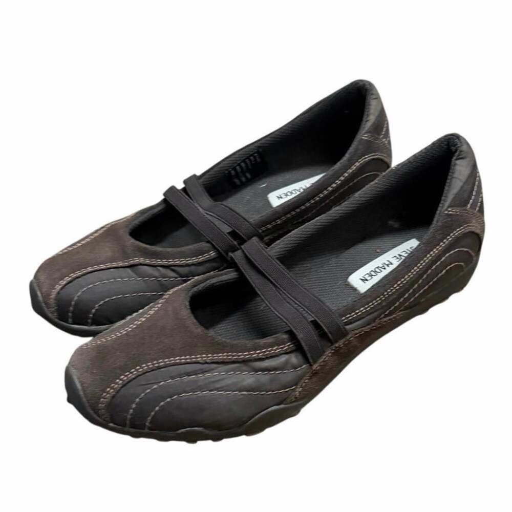 Y2K Steve Madden Brown Suede Mary Jane Sneaker Flats Size 6